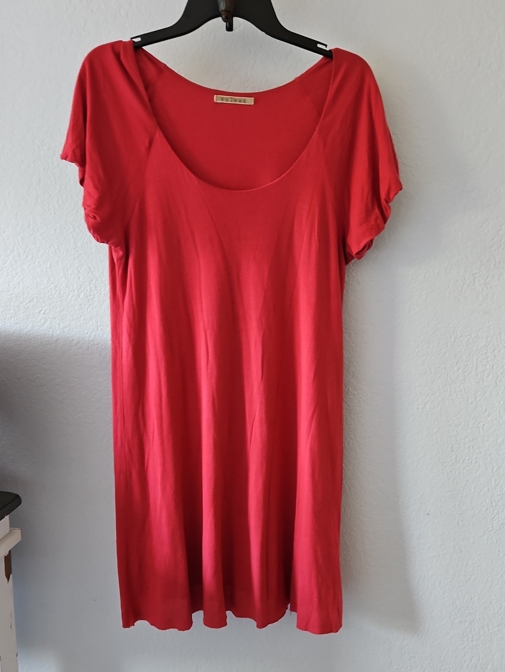 Velvet Bright Pink Scoop Neck Dress